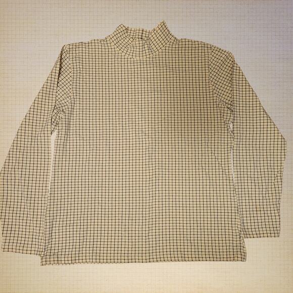 Talbots Grid Print Mock Neck Top Cream & Black Long Sleeve Classic Fit Women's M - Picture 1 of 8